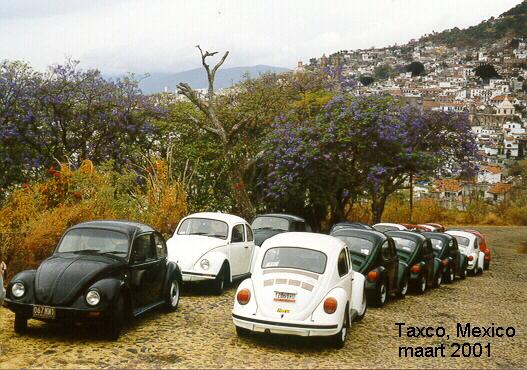 Alle huurkevers met op achtergrond Taxco